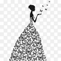 婚纱素描剪贴画卡通女性