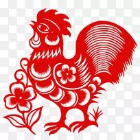 鸡剪纸新年十二生肖艺术小鸡剪纸花