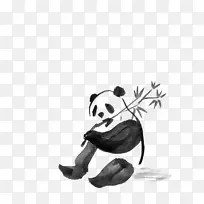 大熊猫野外书西方野花水墨画水彩画熊猫