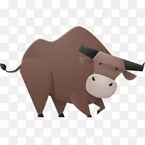 奶牛卡通插图.棕色牛载体