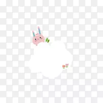 卡通纺织插图-兔子泡泡谈话