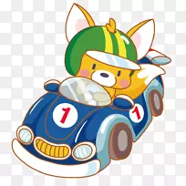 幼儿园：幼儿园土坯插图卡通插画狐狸驾驶跑车