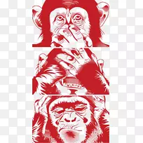 艺术理念黑猩猩插图-红色大猩猩