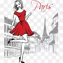 巴黎绘画摄影购物袋-嬉戏的女人