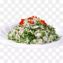 色拉素食菜亚洲菜系蔬菜韭菜虾