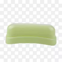 绿色矩形-带盖子的白色肥皂盘