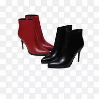 时尚靴高跟鞋红色皮革女式高跟鞋