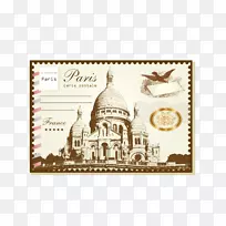 伦敦巴黎剪贴画-古董邮票