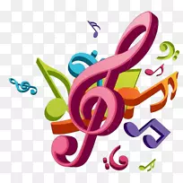 音乐音符彩色插图.卡通色彩音符