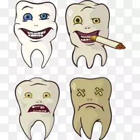 蛀牙-免费剪贴画-吸烟对你的牙齿有害。