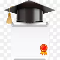 正方形学术帽、摄影、毕业典礼、毕业文凭-卡通博士。帽及证明书
