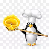 企鹅厨师烹饪食物卡通企鹅厨师