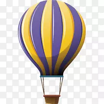 热气球.飞行图.黄色紫色热气球