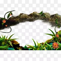 森林下载绘画-卡通石山花