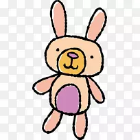兔水彩画-可爱的兔子玩具