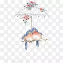 爱鸟画夹艺术-雨伞