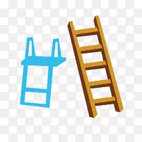 梯子楼梯绳蓝色木制梯子和梯子
