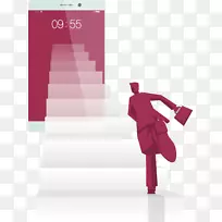 平面设计创意-创意休闲商务人士走楼梯电话