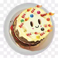 生日蛋糕汉堡包食品工作室插图-圆盘子蛋糕