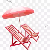 沙滩剪贴画-夏日太阳伞沙滩椅
