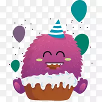水果蛋糕生日蛋糕bxe1nh剪贴画-喜欢吃蛋糕怪物