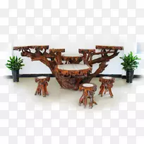 茶文化布达亚天河书法木雕桌凳