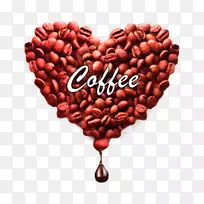 咖啡豆卡布奇诺咖啡厅-心形咖啡豆