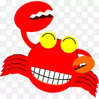 螃蟹卡通剪贴画-可爱的卡通红蟹