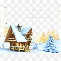 圣诞老人姜饼屋圣诞新年雪屋