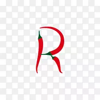 商标红色字体-花椒拼接字母r