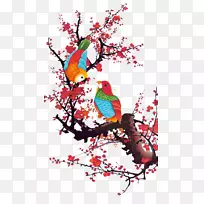 鸟纹贴纸-李树鸭