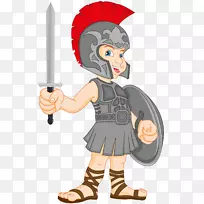 角斗士-免费剪贴画-可爱罗马战士形象的材料