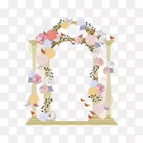 拱形插画-婚礼花门
