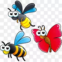 昆虫卡通画夹艺术-蝴蝶蜂