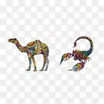 袖纹骆驼图案-骆驼蝎子盒