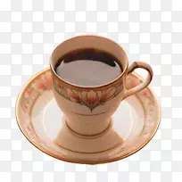 咖啡拿铁浓缩咖啡厅-鲜花咖啡杯
