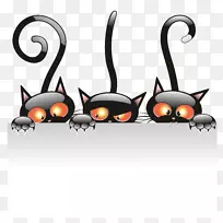 黑猫小猫万圣节剪贴画女巫猫