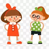 玩具插图-两个小女孩面对卡通形象
