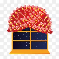 图-红球装饰房屋窗户