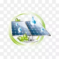 太阳能电池板太阳能.太阳能和水滴