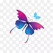 蝴蝶昆虫卡通插图-紫色蝴蝶夹