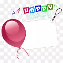 生日蛋糕祝你生日快乐贴纸剪贴画-生日快乐气球边境装饰告示