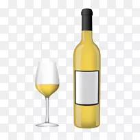 白葡萄酒红葡萄酒普通葡萄藤勃艮第葡萄酒.白葡萄酒瓶和玻璃杯载体材料