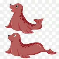 无耳印章卡通插图-可爱卡通婴儿海豹材料