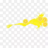 黄色花瓣图案-橙汁的卡通飞溅