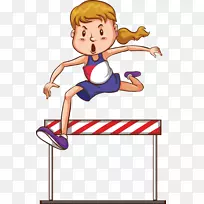 儿童运动插图-女子跨栏比赛