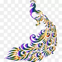 亚洲孔雀黑白羽毛剪贴画-神鸟孔雀