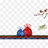钱包手提包红色-带鲜花的创意钱包