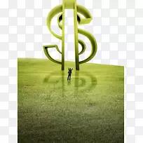 美元商人-美元标志和草地上的人