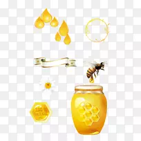 蜜蜂蜂巢-黄色蜜罐